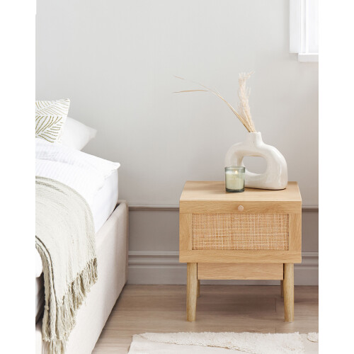 Beliani 1 Drawer Bedside Table NIVO Light Brown 2