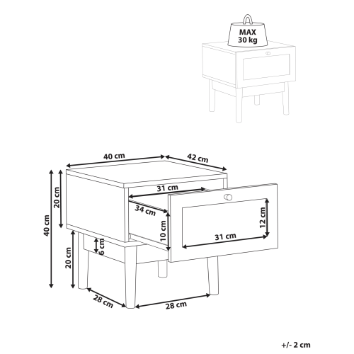 Beliani 1 Drawer Bedside Table NIVO Light Brown 1