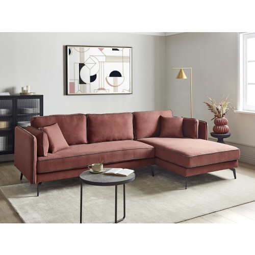 Beliani Corner Sofa 3 Seater ALTAN Fabric Burgundy Left Hand 1