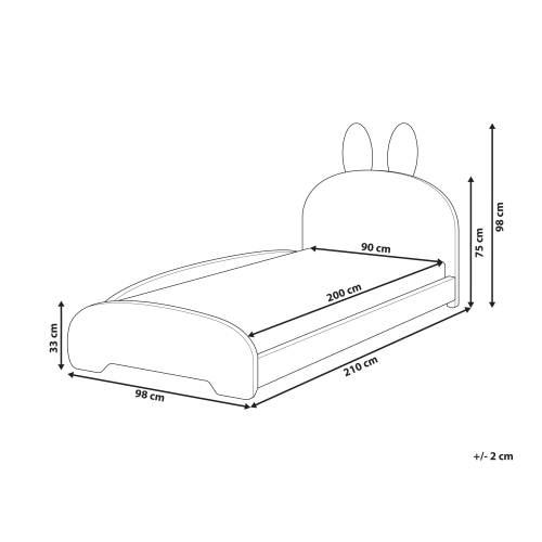 Beliani Kids Bed Rabbit Boucle PERROS 90 x 200 cm (EU Single) Beige 2