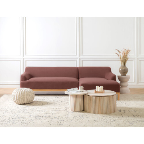Beliani Corner Sofa SOSJO Fabric Burgundy Left Hand 1