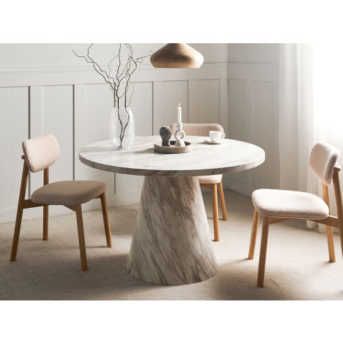 Beliani Dining Table MERE White Marble 120 cm 120 cm 1