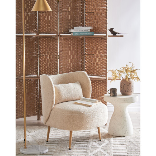 Beliani Armchair OTSBY II with Cushion Boucle Beige 1