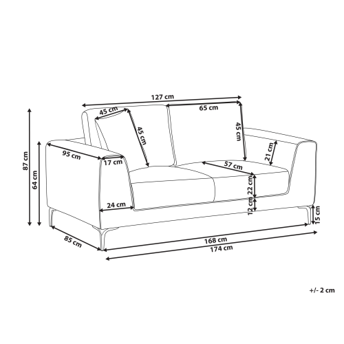 Beliani 2 Seater REINEN Fabric White 2