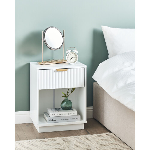 Beliani 1 Drawer Bedside Table SUMMERVILLE White 1