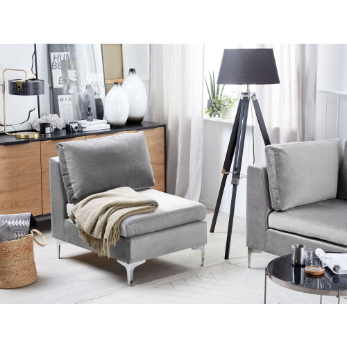 Beliani 1-Seat Section EVJA Velvet Grey 1