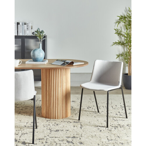 Beliani Set of 2 Dining Chairs ESBON Fabric Light Grey 1