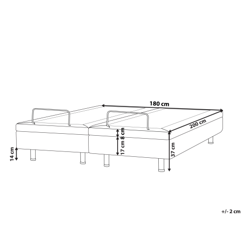 Beliani Adjustable Bed without Headboard Fabric DUKE 180 x 200 cm (EU Super King) Dark Grey 2