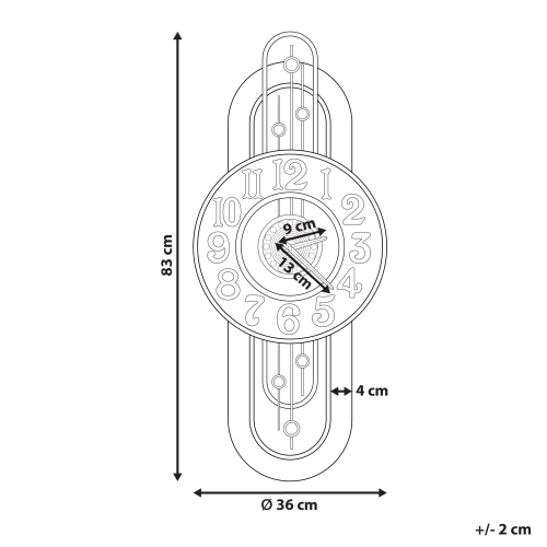 Beliani Wall Clock NOBELIUM Metal Gold 2