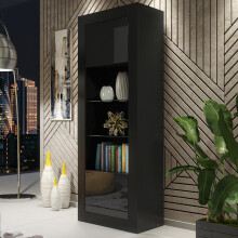 Display Cabinet 170cm Illume - Black with Gloss Doors