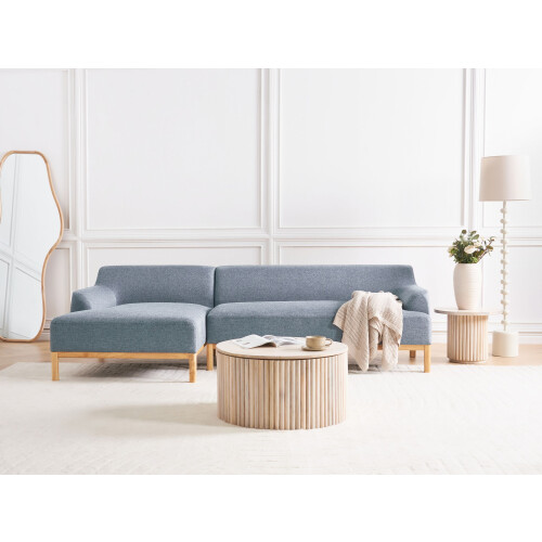 Beliani Corner Sofa 3 Seater SOSJO Fabric Blue Right Hand 1