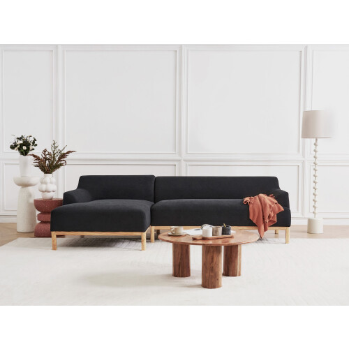 Beliani Corner Sofa 3 Seater SOSJO Fabric Black Right Hand 1