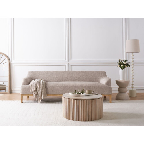 Beliani Sofa 3 Seater SOSJO Fabric Light Brown 1