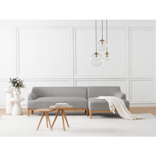 Beliani Corner Sofa 3 Seater SOSJO Fabric Light Grey Left Hand 1