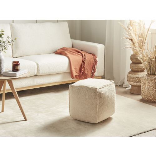 Beliani Pouffe ALIPUR Boucle Light Brown 1