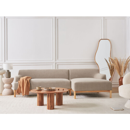 Beliani Corner Sofa 3 Seater SOSJO Fabric Taupe Left Hand 2