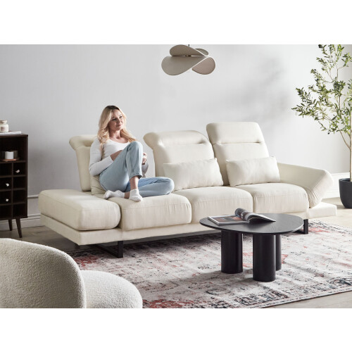 Beliani Sofa 3 Seater IKAST Fabric Off-White 1