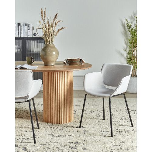 Beliani Set of 2 Dining Chairs AXTEL Fabric Light Grey 1