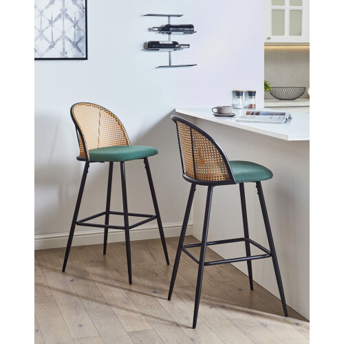 Beliani Set of 2 Bar Chairs CORNELL Metal Green 1