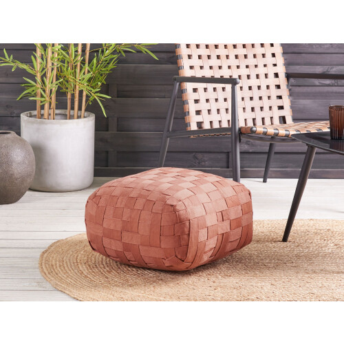 Beliani Pouffe BODLA Synthetic Material Light Red 1