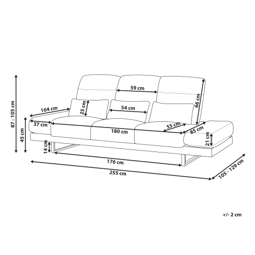 Beliani Sofa 3 Seater IKAST Fabric Taupe 2