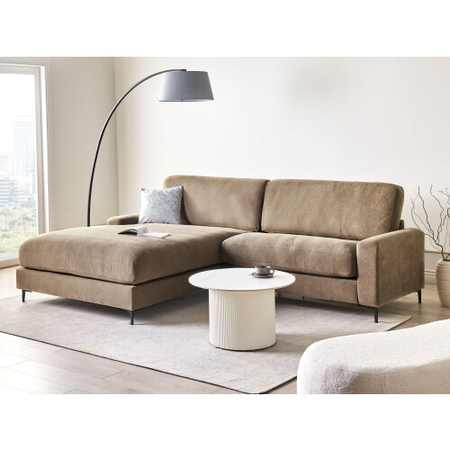 Beliani Corner Sofa 3 Seater MALOY Fabric Brown Right Hand 1