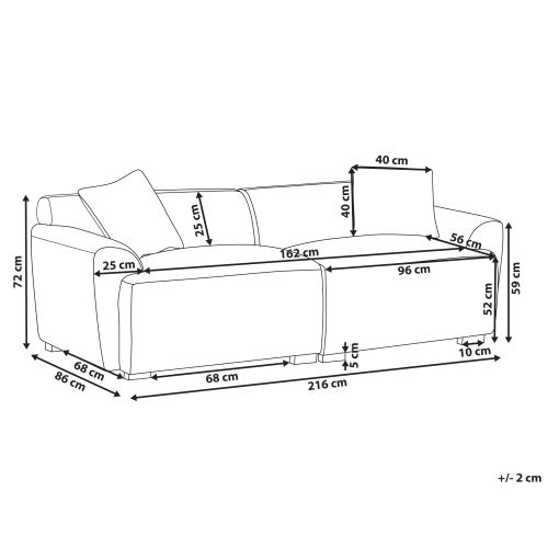 Beliani Sofa 3 Seater KORIO Grey 1