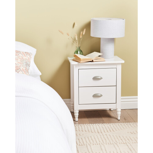 Beliani 2 Drawer Bedside Table SHILLINGTON Pine Wood White 1