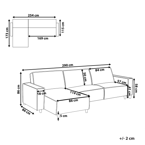 Beliani Corner Sofa Bed 3 Seater ROMEDAL II Fabric Graphite Grey Right Hand 2