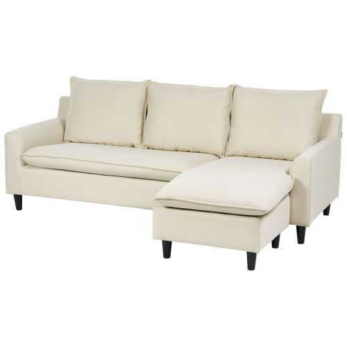 Beliani Corner Sofa 3 Seater ELVENES Fabric Light Beige Left Hand 1