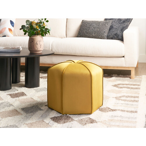 Beliani Pouffe WISHEK Velvet Yellow 1