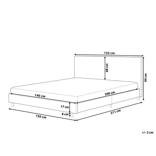 Beliani Bed Boucle ALBI 140 x 200 cm (EU Double) Beige 2