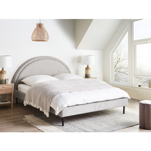 Beliani Bed Fabric MARGUT 160 x 200 cm (EU King Size) Light Grey 1