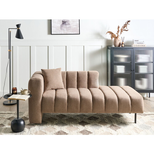 Beliani Left-Hand Chaise Longue LANNILS Fabric Light Brown 2