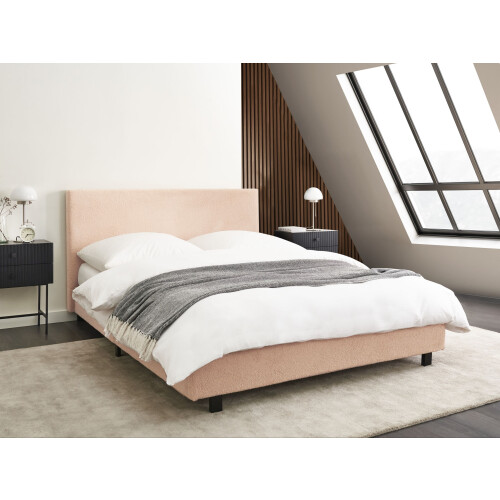 Beliani Bed Boucle ALBI 140 x 200 cm (EU Double) Beige 1