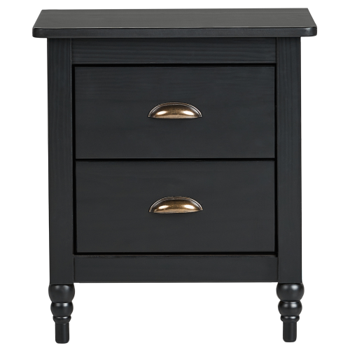 Beliani 2 Drawer Bedside Table SHILLINGTON Pine Wood Black 2