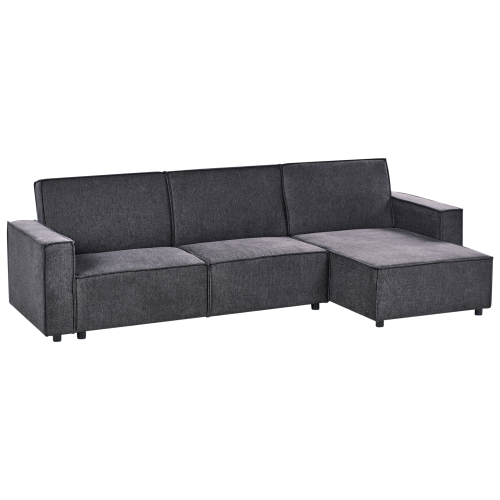 Beliani Corner Sofa Bed 3 Seater ROMEDAL II Fabric Graphite Grey Left Hand 1