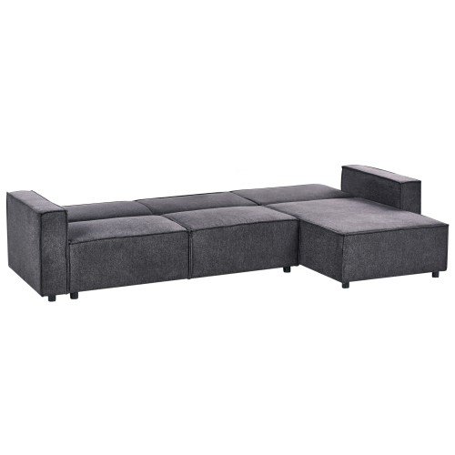 Beliani Corner Sofa Bed 3 Seater ROMEDAL II Fabric Graphite Grey Left Hand 2