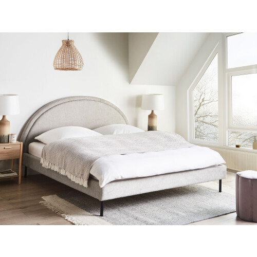Beliani Bed Fabric MARGUT 180 x 200 cm (EU Super King) Light Grey 1