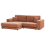Beliani Corner Sofa 3 Seater LOFOTEN Fabric Light Red Right Hand 2
