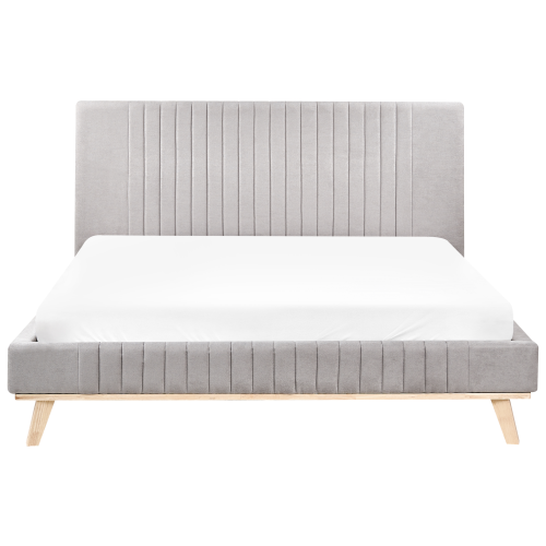 Beliani Bed Chenille TALENCE 160 x 200 cm (EU King Size) Light Grey 1