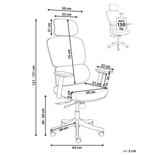 Beliani Office Chair VISCOUNT Fabric Blue 2