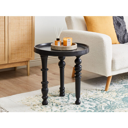 Beliani Side Table LEETON Mango Wood Black 1
