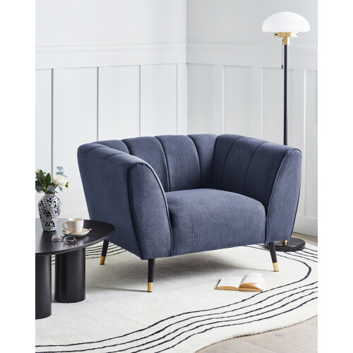 Beliani Armchair ORSTA Fabric Dark Blue 1