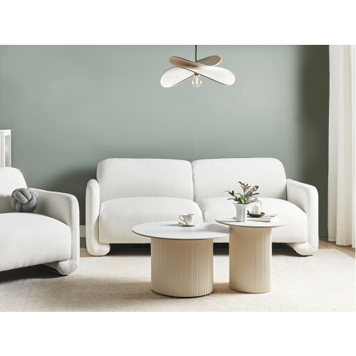 Beliani Sofa 3 Seater SALAND Fabric White 1