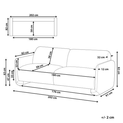 Beliani Sofa 3 Seater SALAND Fabric White 2