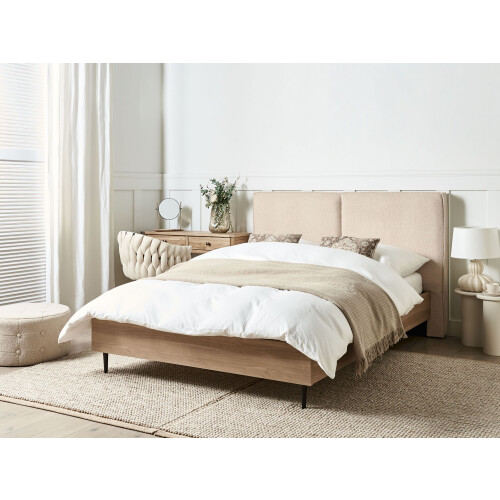 Beliani Bed Boucle IZERNORE 140 x 200 cm (EU Double) Beige 1