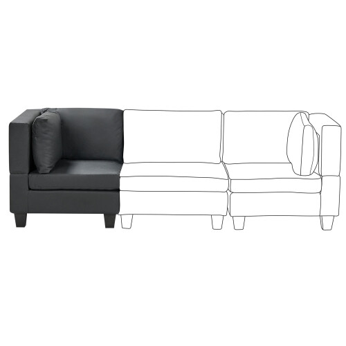 Beliani Corner Seat UNSTAD Black Faux Leather 1