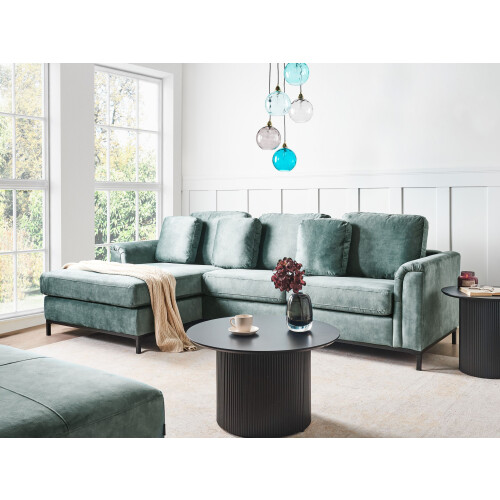 Beliani Corner Sofa OSLO Velvet Teal Right Hand 1
