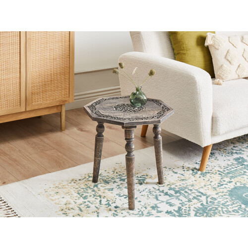 Beliani Side Table WANDILO Mango Wood Brown 1